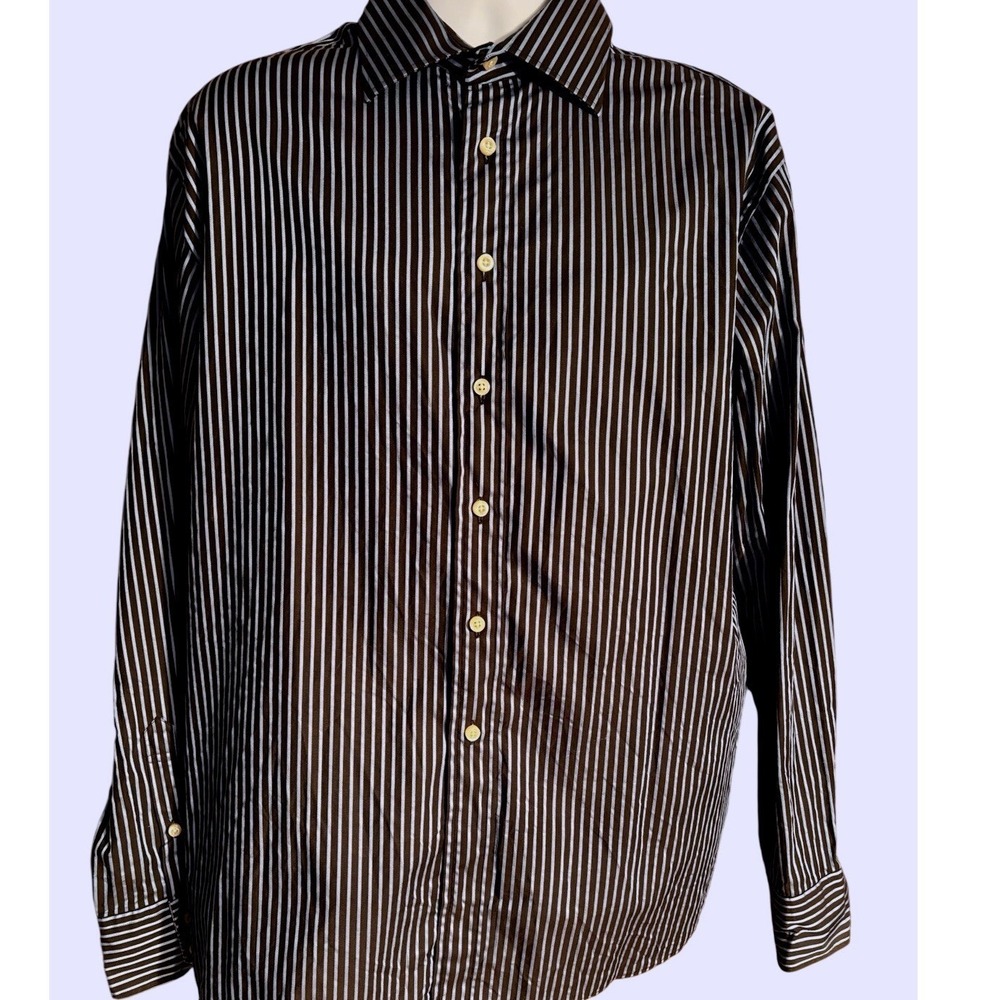 Rufus‎ Mens XXL Blue Striped Button Down Shirt Long Sleeve Made in USA